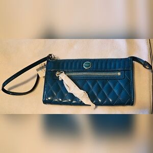 Coach Quilted Poppy Liquid Gloss Zippy Clutch Coach Wristlet Coach Wallet Teal